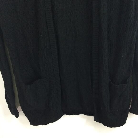 Theory Womens Cotton Cashmere Open Front Ribbed Knit Cardigan Sweater Black S/P - Picture 4 of 9